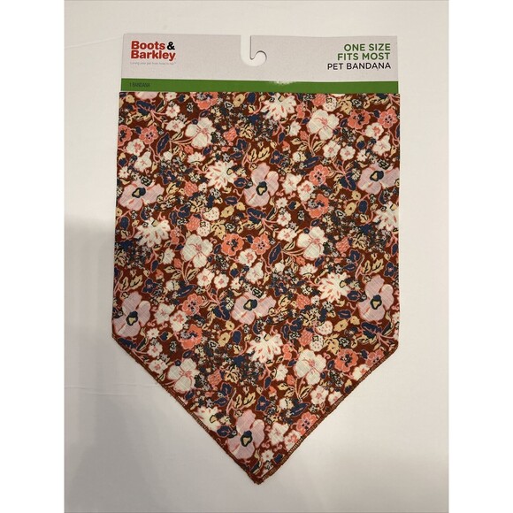Boots & Barkley Floral Print Full Tie Dog Bandana One Size Fits Most (New) - Picture 1 of 4